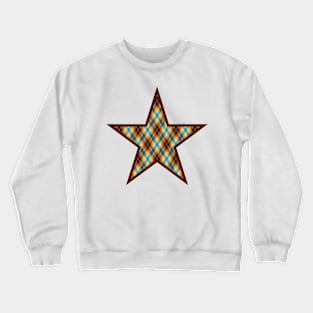 Star filled with brown and turquoise plaid Crewneck Sweatshirt